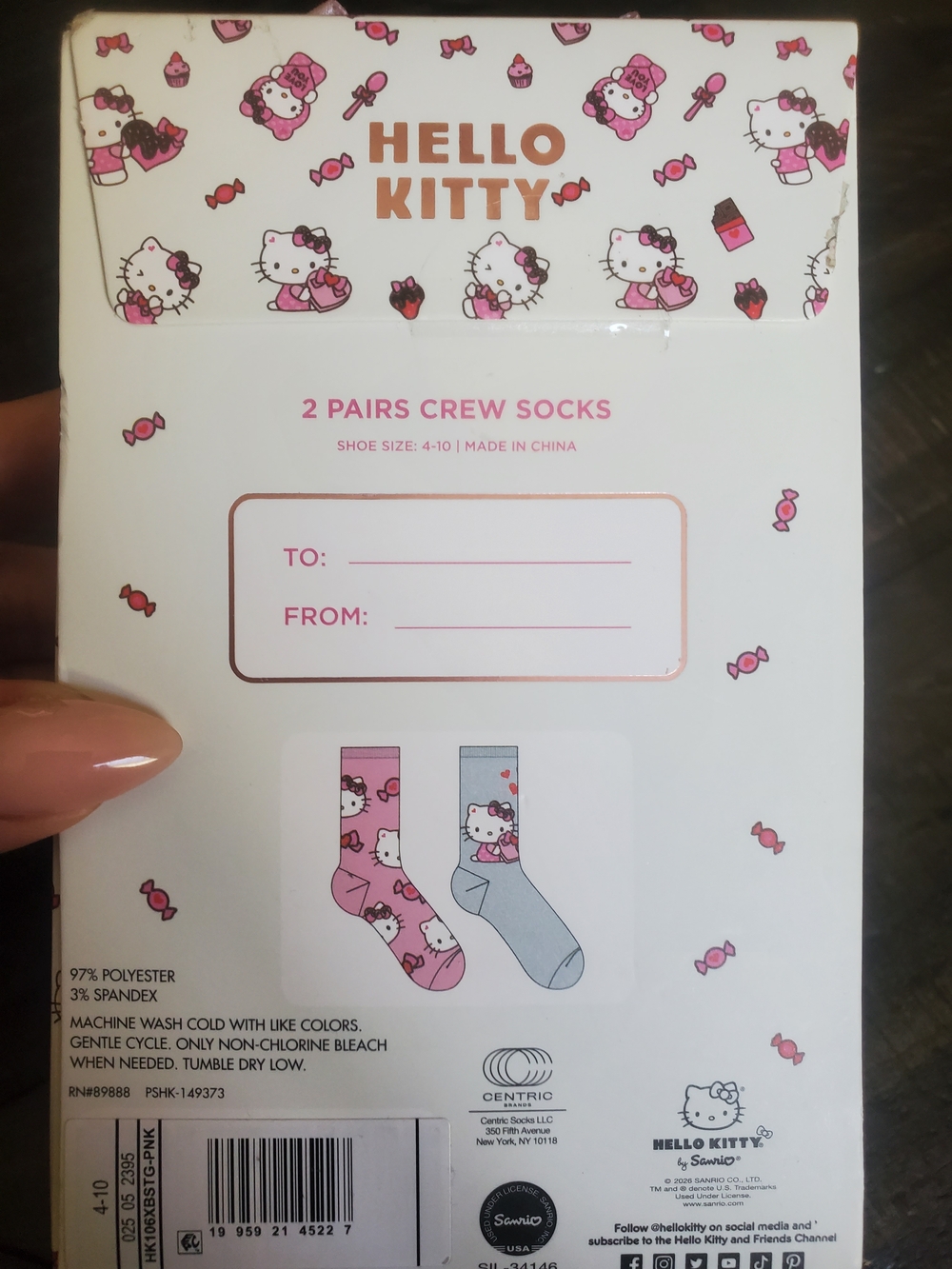 Hello Kitty Pink Character Crew Socks - 2 Pair Set - Picture 2 of 3